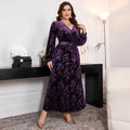 fashioncross-borderplus size women's silm long skirt gold velvet slimming look embossed long sleevesdress