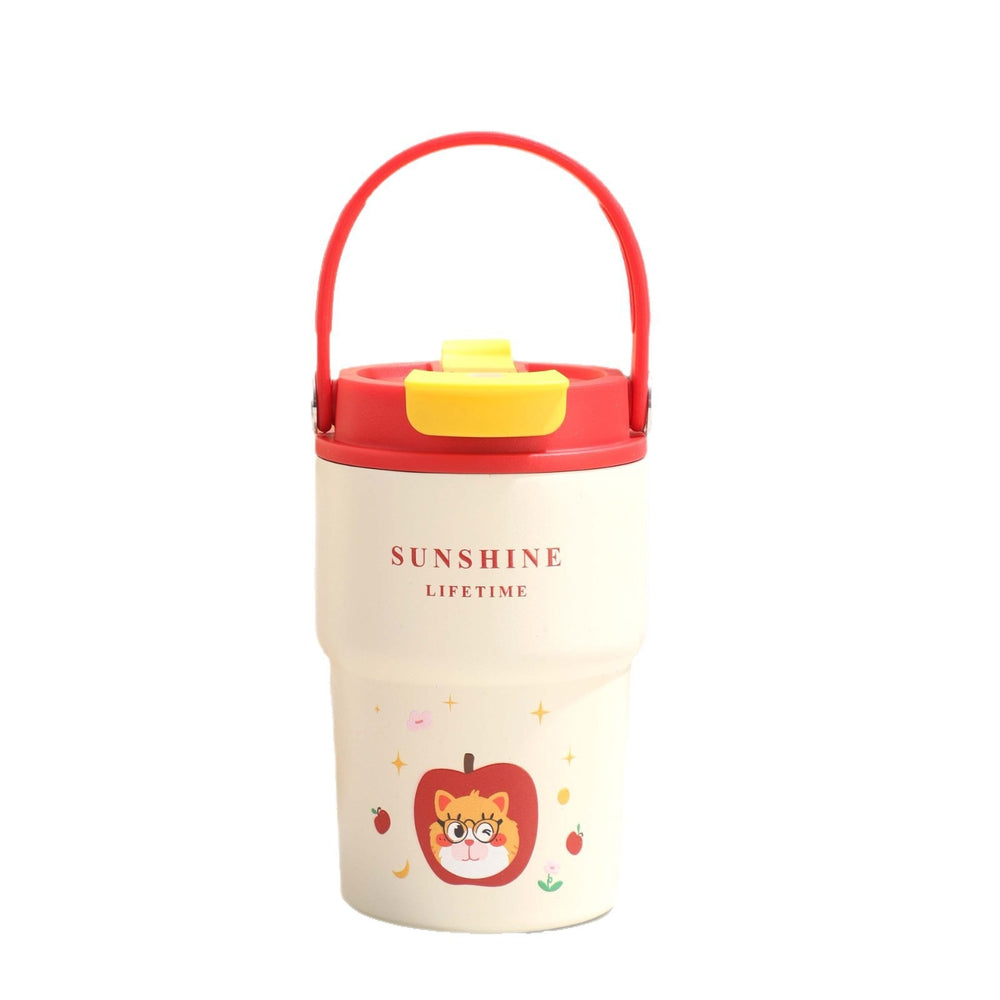 Portable dual-drink coffee mug, cartoon design, 316 stainless steel vacuum insulated tumbler with tea infuser, outdoor travel mug
