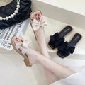 Summer bowknot slippers women's trendy fashion outdoor fairy style bestie beach non-slip flat sandals