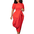 D613  foreign trade  new women's fashionable and elegant top and bodycon midi skirt two-piece african outfit