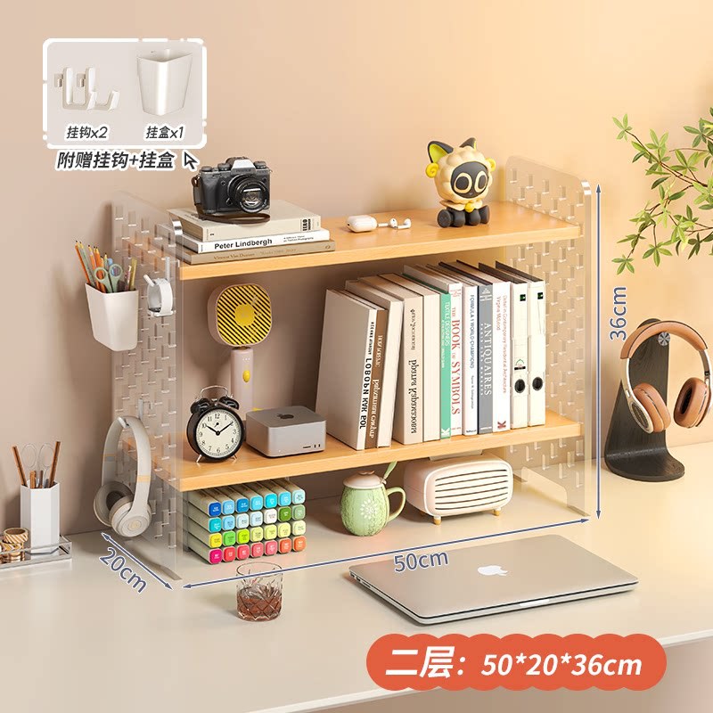 Acrylic desktop organizer, office desk pegboard, computer desk bookshelf, multi-tier storage rack with dividers