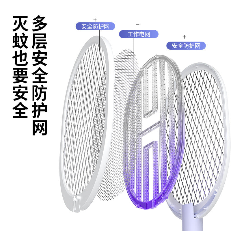 electric mosquito swatter and mosquito killer lamp two-in-one usb rechargeable 1800mah lithium battery outdoor mosquito swatter with bottom base wholesale