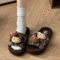Cute leopard print kt fuzzy slippers - women's new autumn/winter 2025 indoor/outdoor non-slip cotton slippers - student dorm wholesale