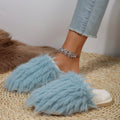 Thick sole fur slippers for women 2024winternew arrivalpopular high-looking toe-cap stain-resistant outwear cotton slippers cross-border carefully selected