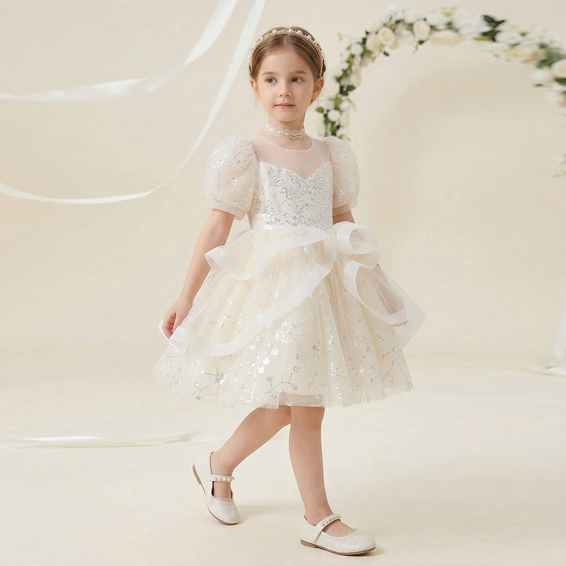 Girls' summer dress - stylish and chic tutu princess dress for girls, perfect for runway shows, hosts, piano performances, and flower girls