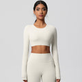 Naked feeling running long sleeves t-shirt women's tight brushed yoga tops quick-drying breathable sports fitness wear processing personalized