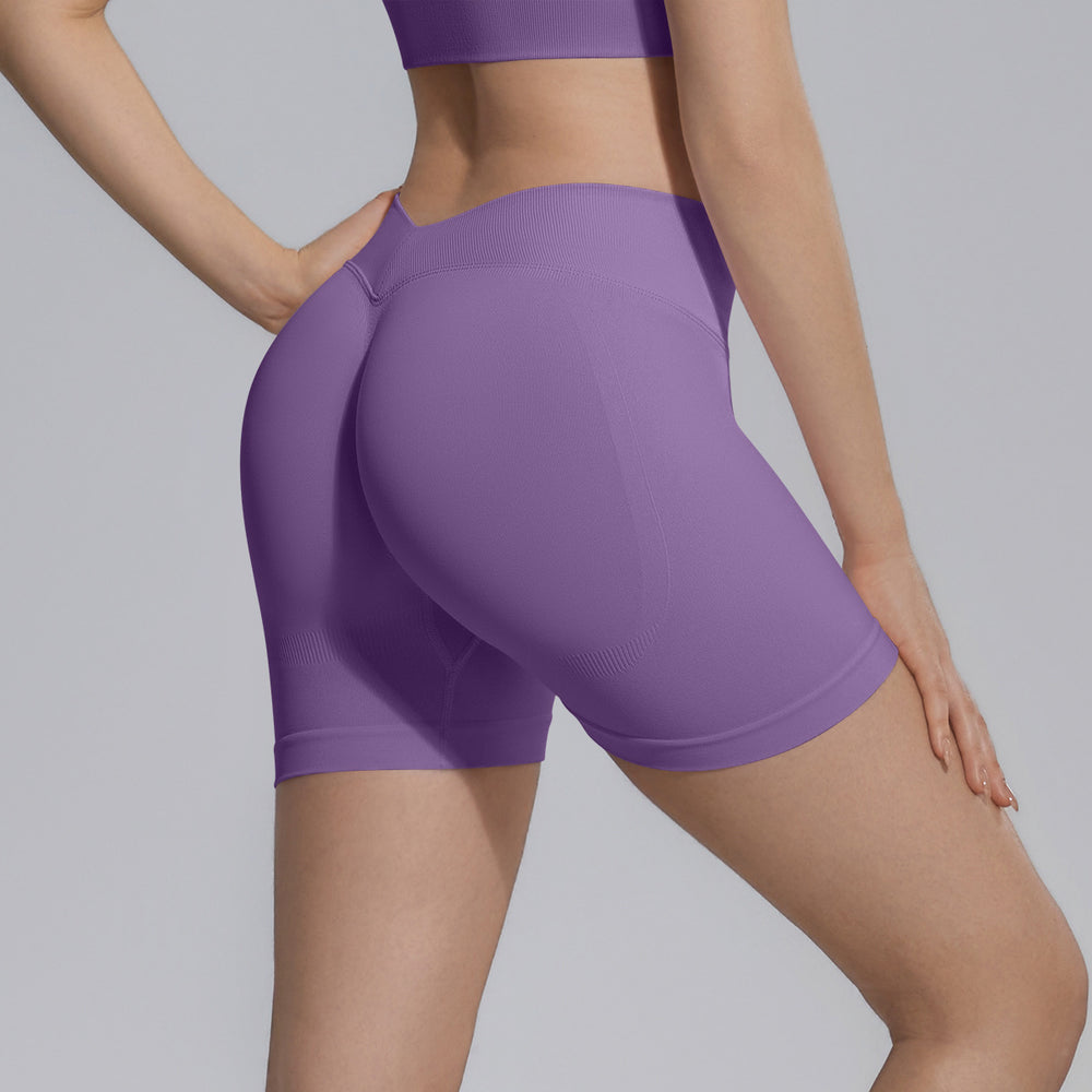 seamless knittingv waist peach hip lifting tight high waist yoga shorts sports running fitness three-quarter shorts