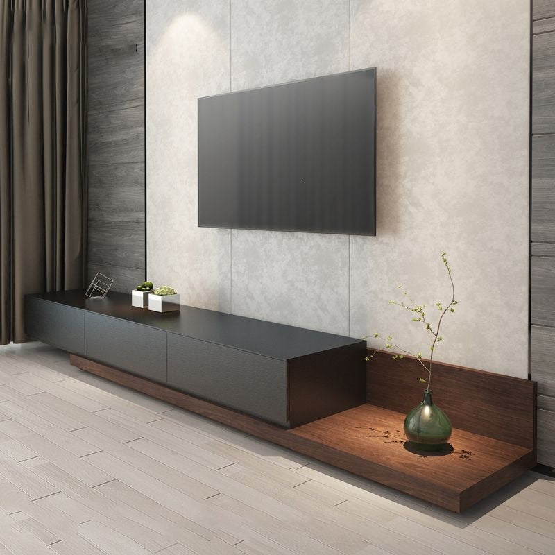 Minimalist extendable tv stand - space-saving, floor-standing coffee table for small apartments - modern, light luxury floating floor cabinet for living room