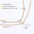 women's flower necklace, women's multi-layer heart-shaped necklace, cute gold pearl pendant necklace set