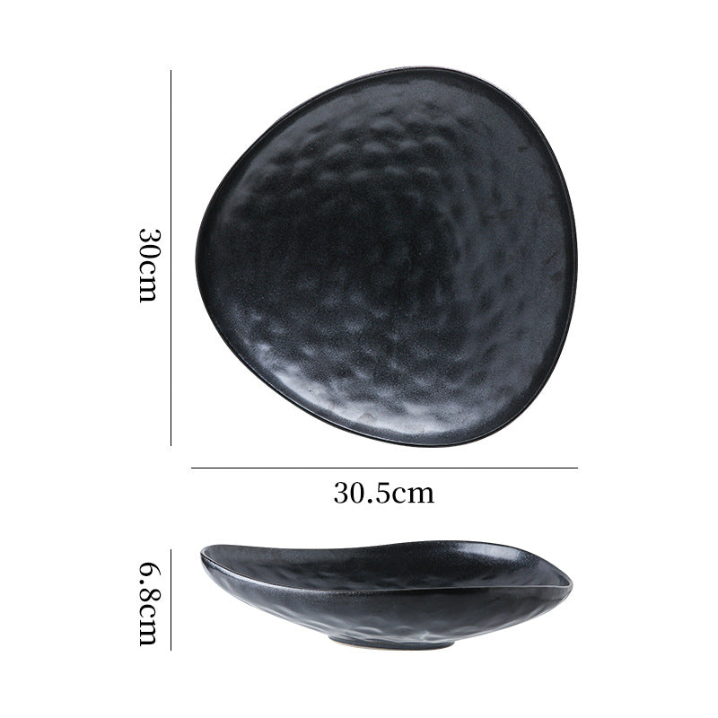 Personalized ceramic retro stoneware ceramic tableware triangular dessert plate restaurant hotel business ceramic salad plate