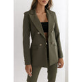 Amazon  european and american new arrival double-breasted solid color fashion blazer