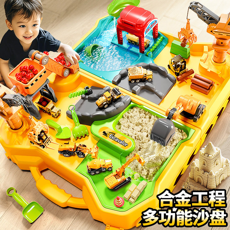 Kids' construction vehicle sand table toy set - space sand & ultra-light clay tool kit for boys, ages 3-6 - perfect birthday gift