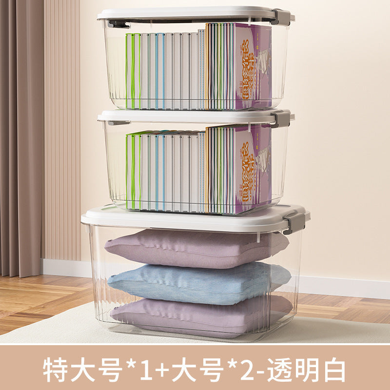 Household acrylic transparent storage box with lid, clothes storage box, household quilt sundries finishing basket wholesale