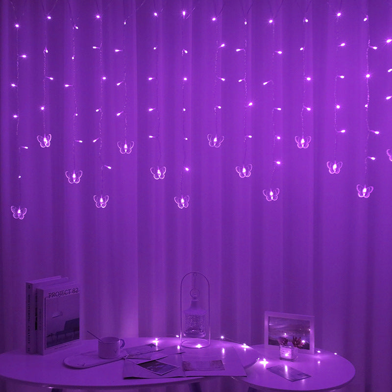 LED butterfly ice bar light interior decoration curtain light living room atmosphere flash light low pressure lights string snowflake ice bar light