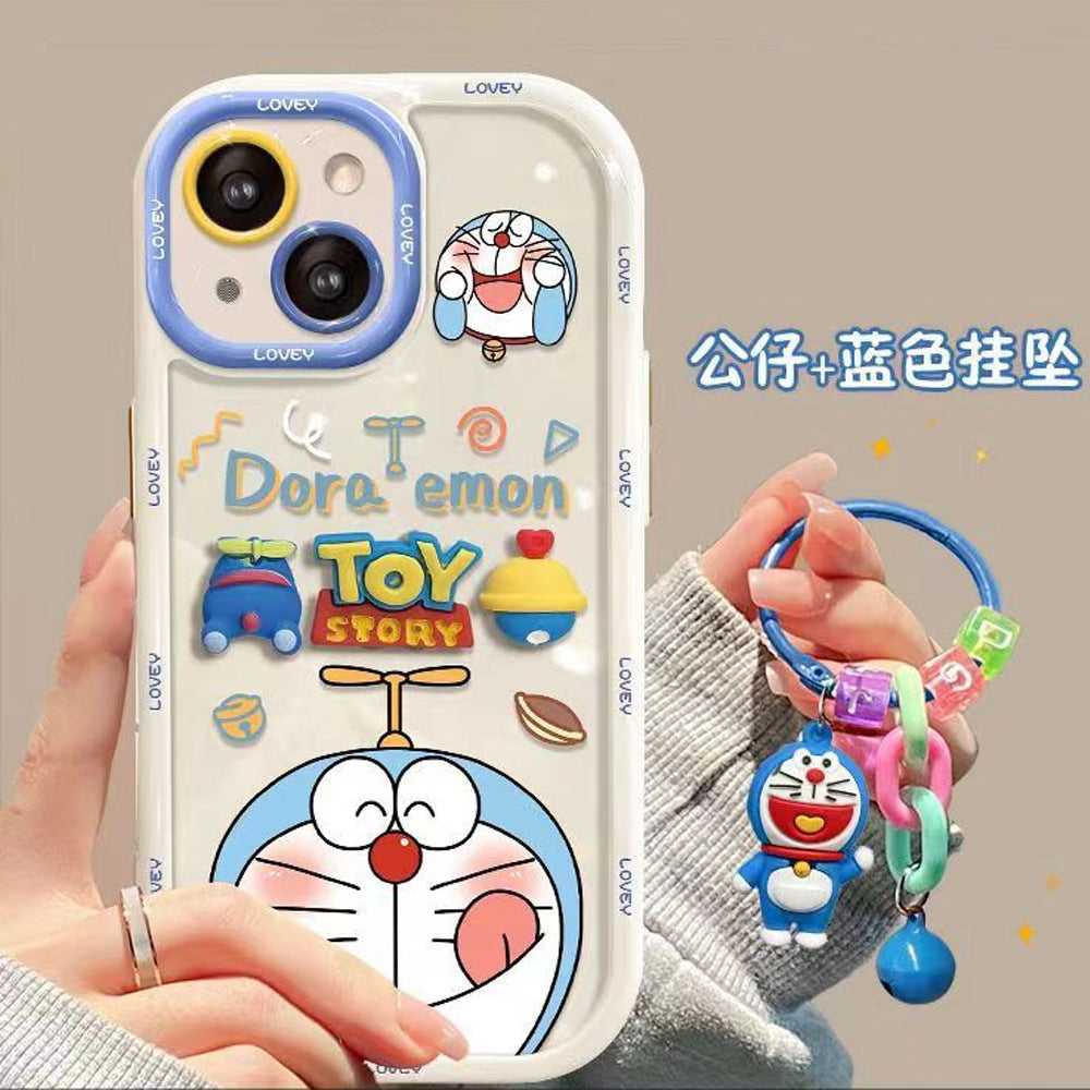Cream shell suitable for apple 15pro frog flower mobile phone case iphonex cartoon jingle cat pendant protective cover