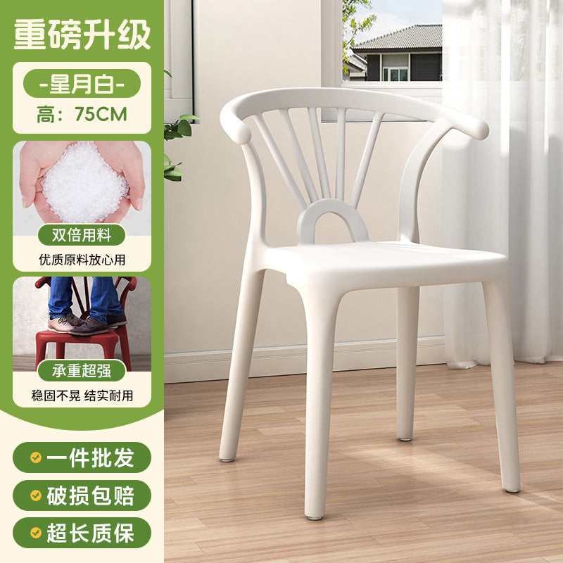 Scandinavian dining table and chairs modern casualthickened stool plastic chair dining chair for home backrest desk chair stackable stool