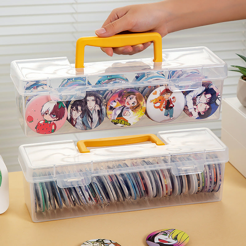 Desktop flip bar storage box, transparent millet peripheral badge box, animation cartoon brooch storage and finishing box