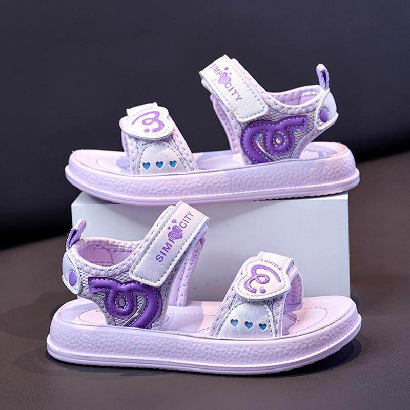 Girls' sandals - summer  new collection: stylish soft-soled beach sandals for kids, velcro closure, princess-style slides for toddlers