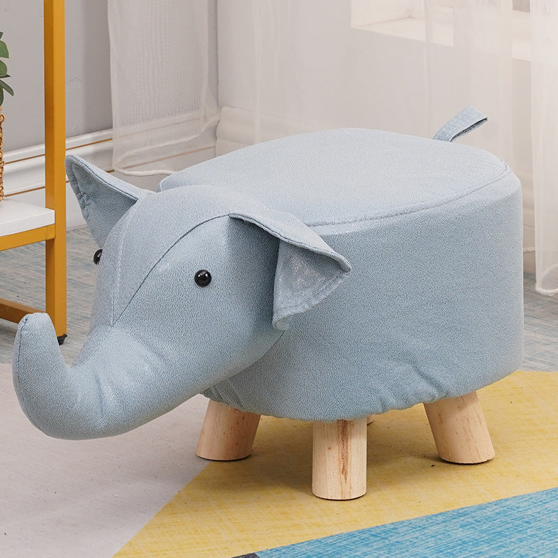 Elephant stool - kids' animal stool - solid wood shoe bench - creative small stool - home living room cartoon cute low stool