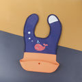 Baby tableware suitkidswaterproofpatchwork silicone bib baby cartoon eating special saliva pocket feeding
