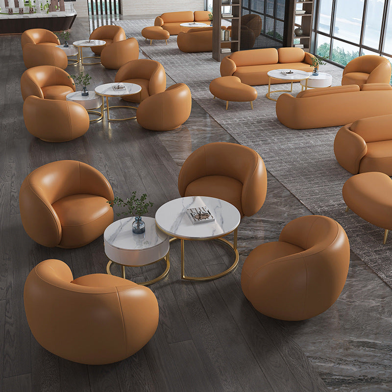 New arrival creative leather sofa combination coffee table yuanbao bread sofa business club reception negotiation sofa