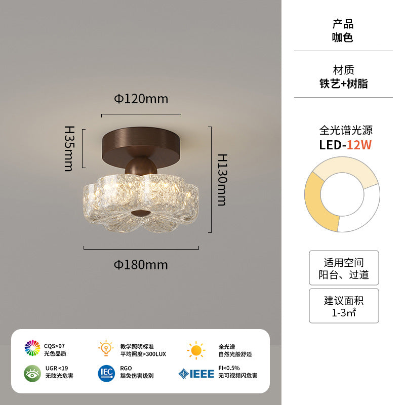 Medieval style resin flower ceiling light corridor aisle light French retro balcony entrance entrance lighting high sense