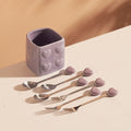 Heart-shaped ceramic fruit fork set - exquisite afternoon tea, hotel & restaurant decor, high-value fruit picks with storage jar - wholesale