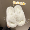 Insclassy furry slippers 2024new arrival women's outwear autumn winternetizenk-stylefashion home cross shoes