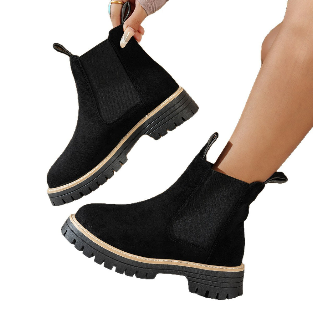 plus size short boots for women fall and winter new arrival square heel suede boots casual round toe sleeve export women's boots wholesale