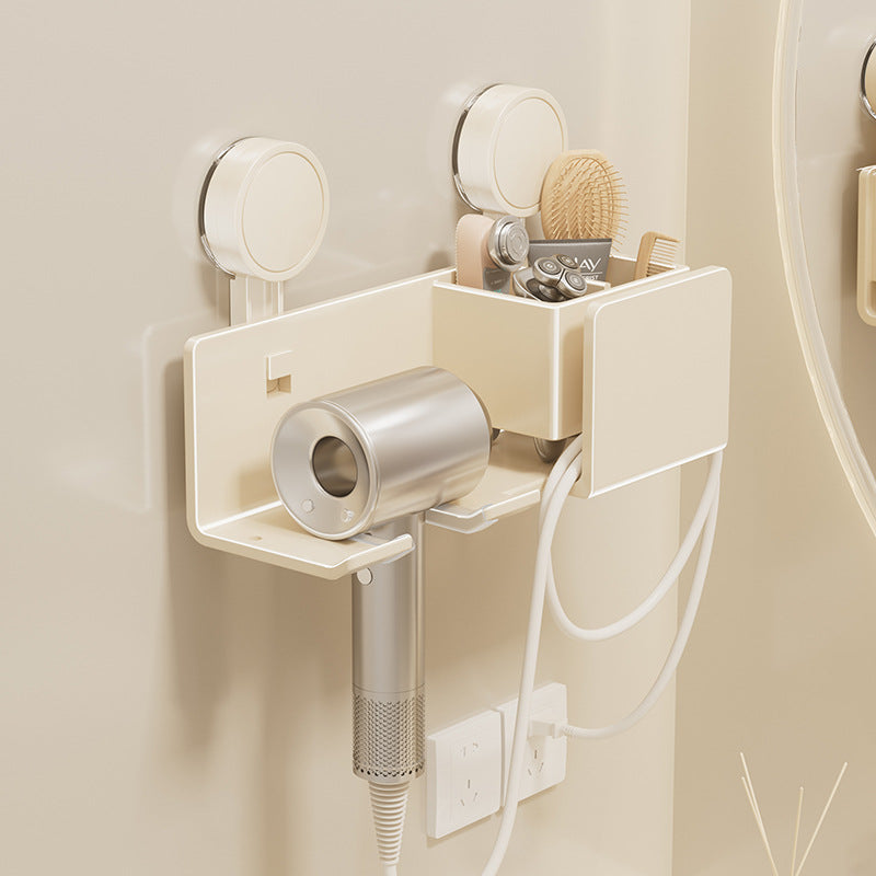 Bathroom suction cup hair dryer holder, toilet storage rack, wall-mounted lazy organizer, wall shelf