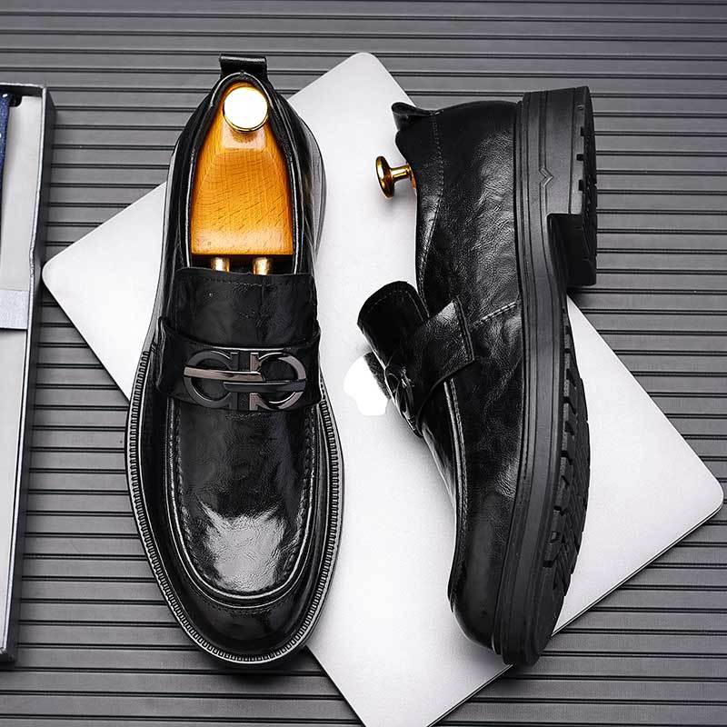 Business formal leather shoes for men live broadcast hand-grabbed pattern slip-on british style slip-on casual groom wedding suit shoes