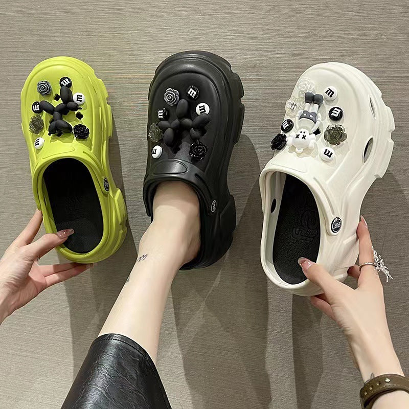 2025 women's clogs - summer outdoor wear, cloud-like comfort, height-boosting thick sole, non-slip, trendy, popular, cute beach sandals