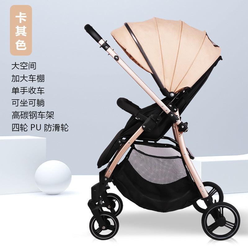Baby stroller - convertible reclining, lightweight, foldable, portable, 2-way push