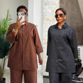 European and american cross-border women's clothing  summer new fashion african plus size loose solid color shirt wide leg pants set