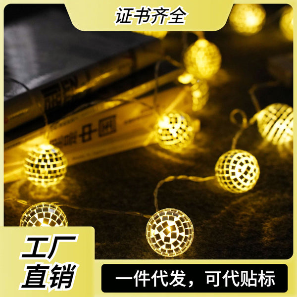 Cross-border new LED mirror ball light string disco bar party christmas ball christmas holiday lights decorative lights