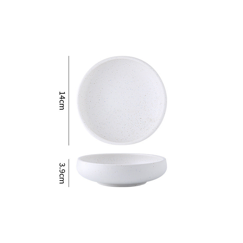 Minimalist blue & white polka dot ceramic dinnerware set - western dinner plates, restaurant & hotel quality ceramic tableware with polka dot design