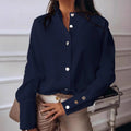 fashion women's clothing  autumn  solid color stand collar long sleeve shirt casual top