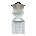 Sleeveless knit tank dress - women's summer lightweight v-neck pleated design, light luxury, slim fit, bodycon mini dress