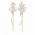 French romantic long floral tassel earrings - luxurious, elegant, and chic. a statement piece for the modern woman