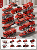Magnetic assembly fire truck [storage box 24-piece set] 14 car models