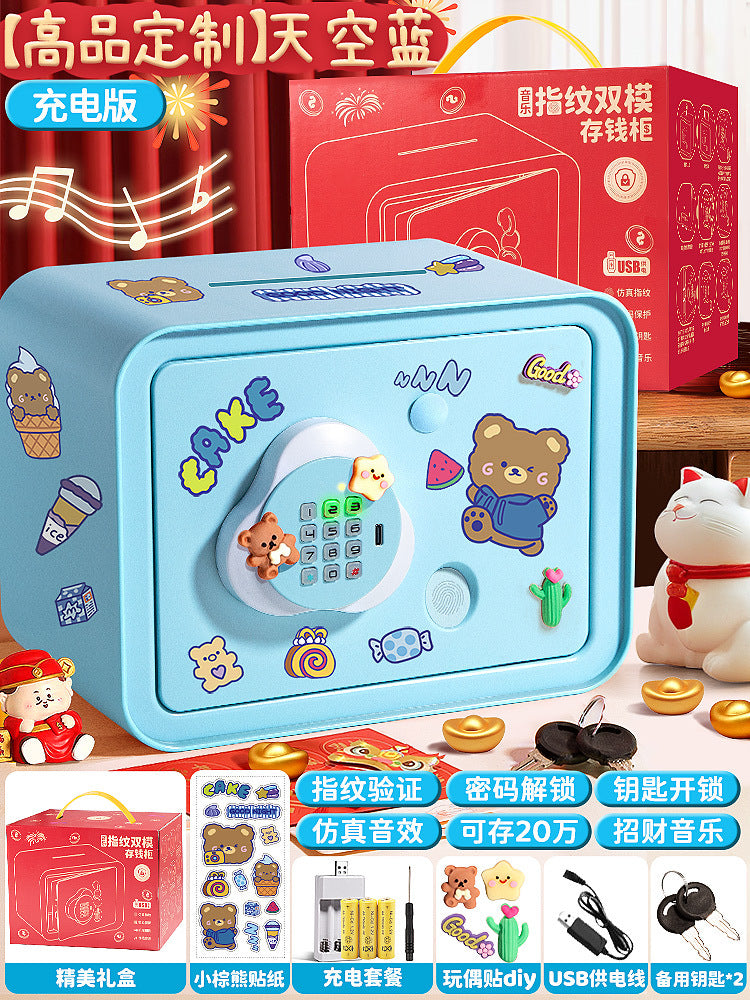 Piggy Bank 2024 New Children's Girls Only Can't Get In Safe Cabinet Boys Large Capacity Password Box Savings