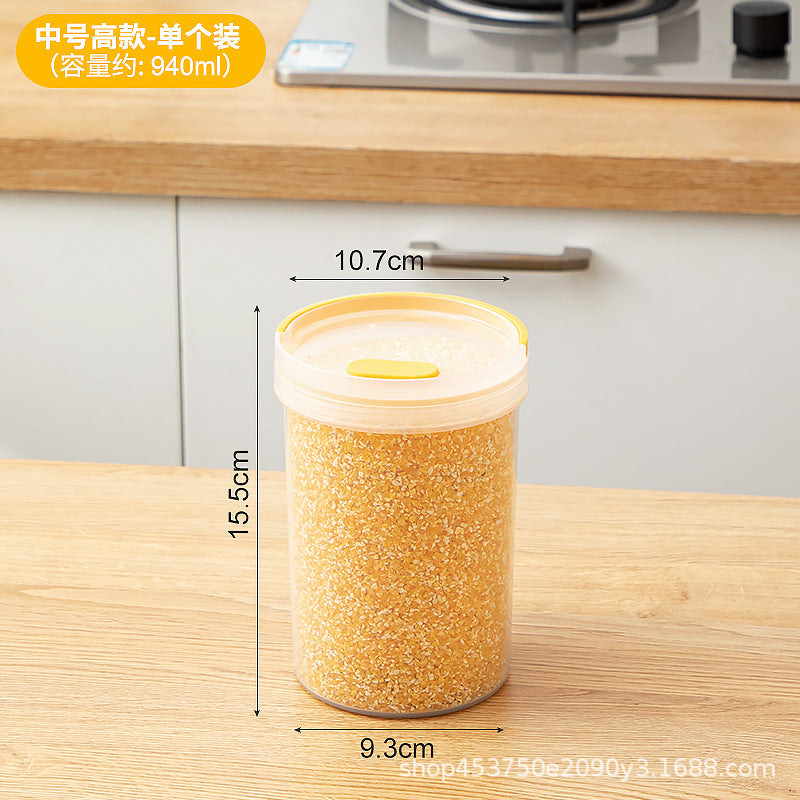 Kitchen Refrigerator Grains Plastic Sealed Jar Transparent Multifunctional Desktop Sundries Round Storage Box with Lid
