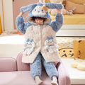 Three-layer quilted thickened pajamas winter boys coral velvet girls three-layer quilted thickened heattech home clothes baohou
