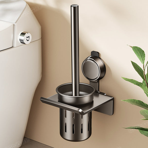 Suction cup toilet brush holder household bathroom toilet rack wall-mounted non-punching toilet cleaning brush storage rack