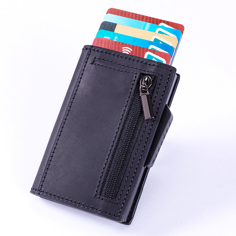 Automatic elastic card bag, shielding anti-theft brush wallet, card bag, card sleeve LOGO aluminum alloy card box