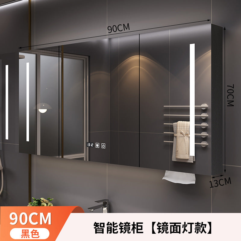 Smart bathroom mirror cabinet Wall-mounted with lamp defogging dressing Multi-layer solid wood storage cabinet Bathroom mirror cabinet