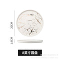 Steak plate marble ceramic western food plate hotel restaurant special plate steak plate with edge pizza plate wholesale