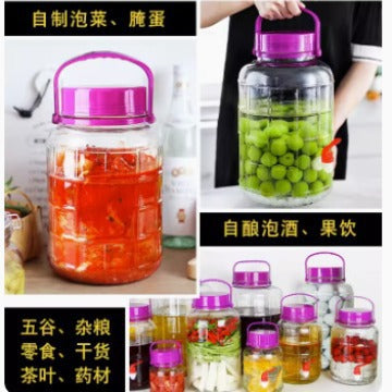 [Daifa] Sparkling wine glass bottle with faucet pickle jar pickled pickles household bottle thickened sealed storage tank