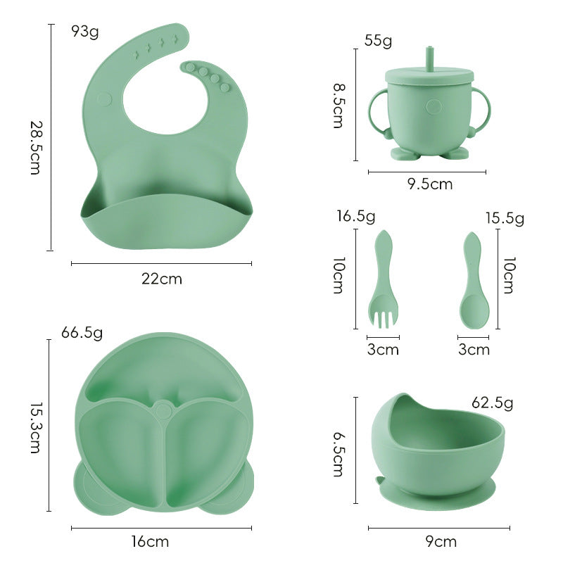 Silicone kids' meal set: baby food training suction bowl, food-grade fork and spoon, feeding utensils for babies
