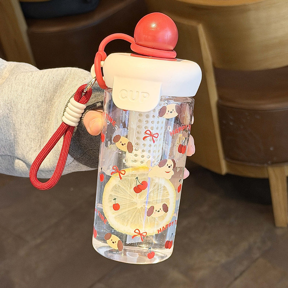 Summer new arrival: minimalist plastic water bottle with straw - stylish, portable, large capacity, dual-drink spout, perfect for women